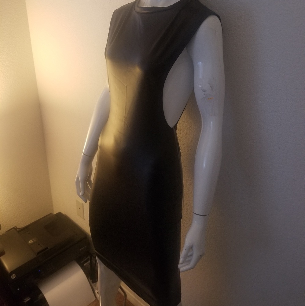 Black Patten leather mid dress